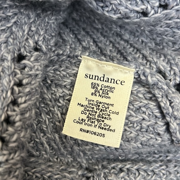 Sundance Champlain Blue Cotton/Silk Blend Pointelle Turtleneck Sweater size M - Picture 8 of 10